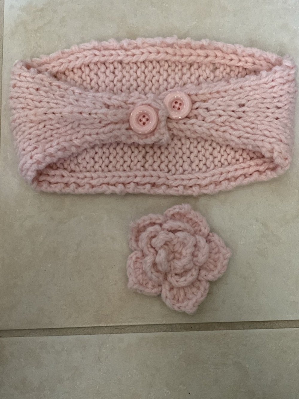 Pink Knit Neck Warmer with Flower Accent